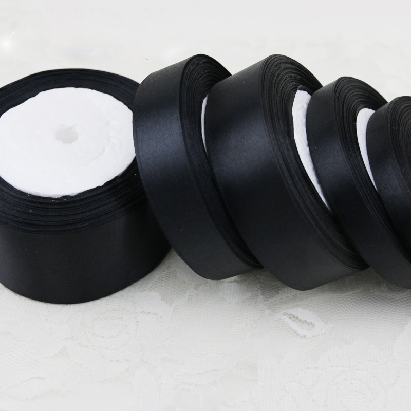 (25YARDS / roll) Black Single Face Satin Ribbon Wholesale Gift Wrapping ...