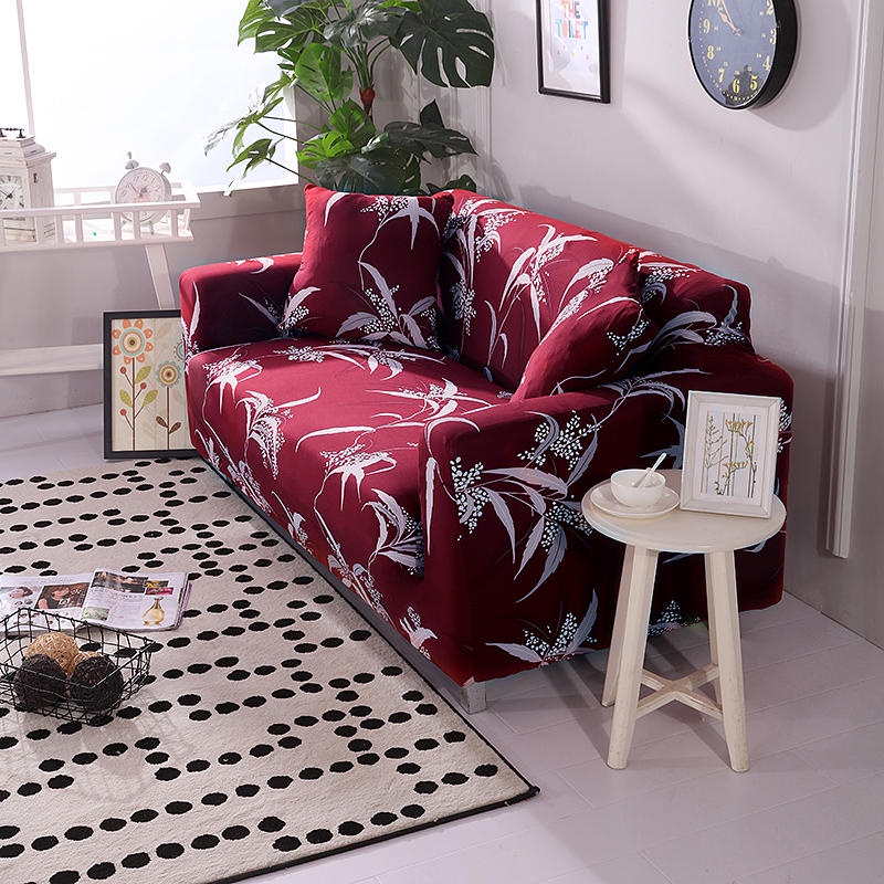 Sheleep Red Color Sofa Cover 1/2/3/4 Seater Sofa Cover Stretchable