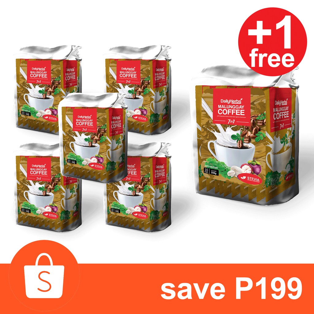 5 + 1 FREE Packs Daily Herbs Malunggay Coffee with Barley & Chlorella