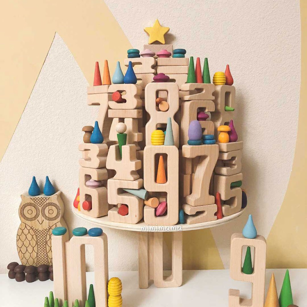 Number Building Blocks Wooden Toys For Kids Pastel Educational Gift ...
