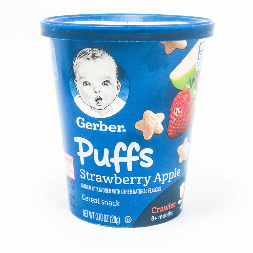GERBER PUFFS CEREALS SNACKS (STRAWBERRY) (CRAWLER 8+ MONTHS). IMPORTED