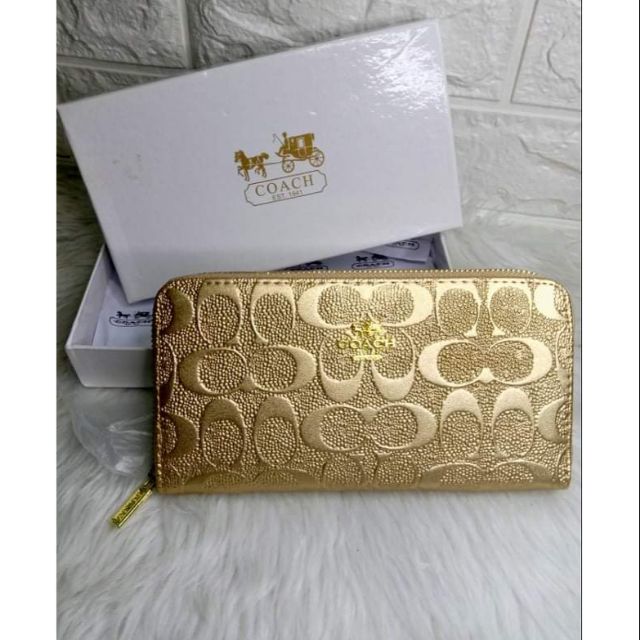 Gold store coach wallet