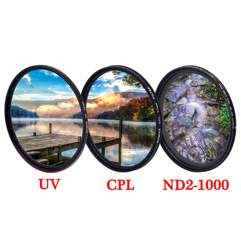 KnightX UV CPL variable Neutral Density Adjustable ND2-1000 Polarizing  Camera Lens Filter 49mm 52mm 55mm 58mm 62mm 67mm 72mm 77mm - Main Image