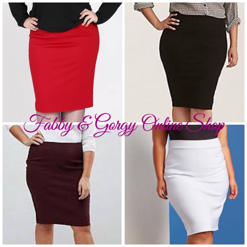 Pencil cut outlet skirt shopee