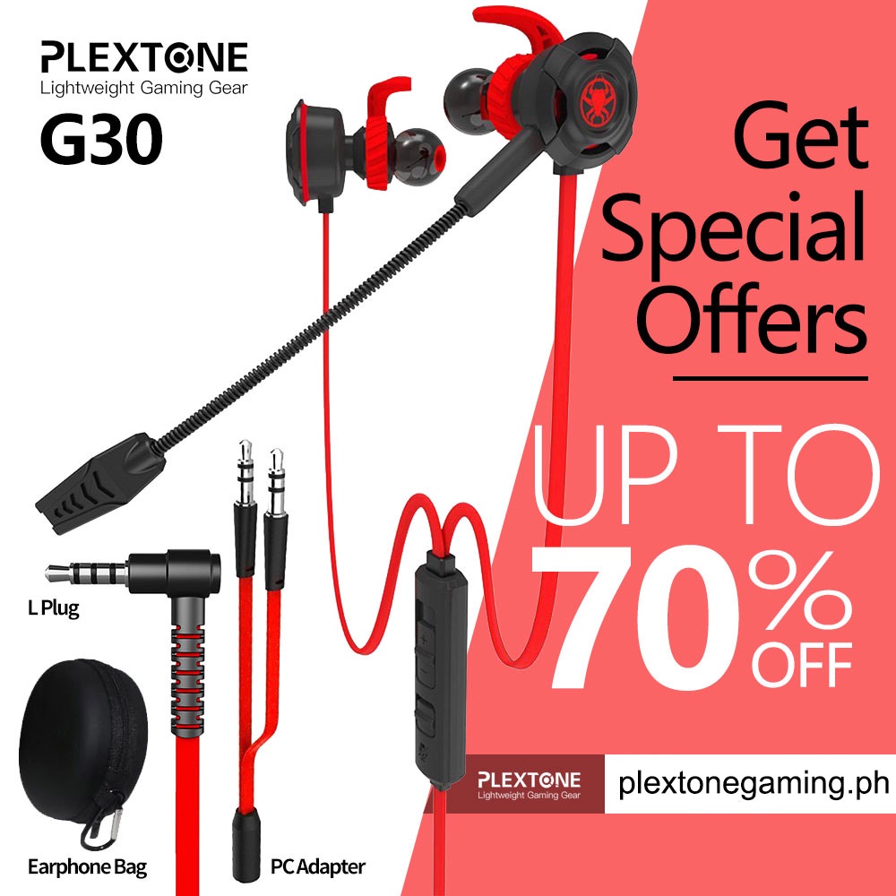 PLEXTONE G30 Gaming Earphone 3.5mm In Ear Headphones Super Bass with Detachable Long Mic Headset Shopee Philippines