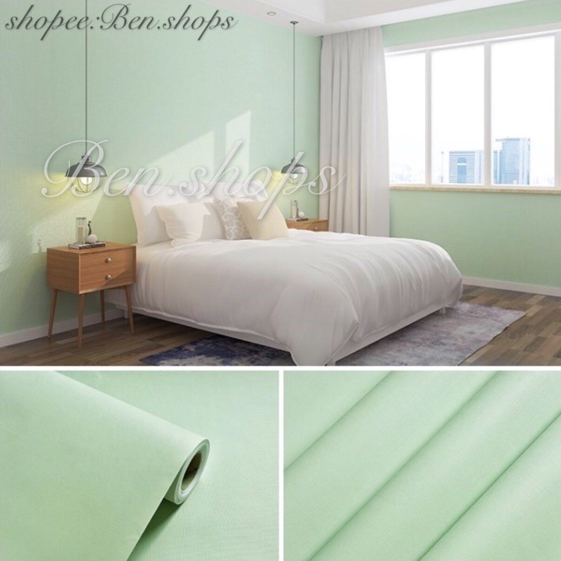 mint green puro color & embossed wallpaper self adhesive waterproof ...