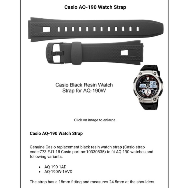 Casio AQ 190W 1A AQ 190W AQ 190 STRAP Casio Original Shopee Philippines