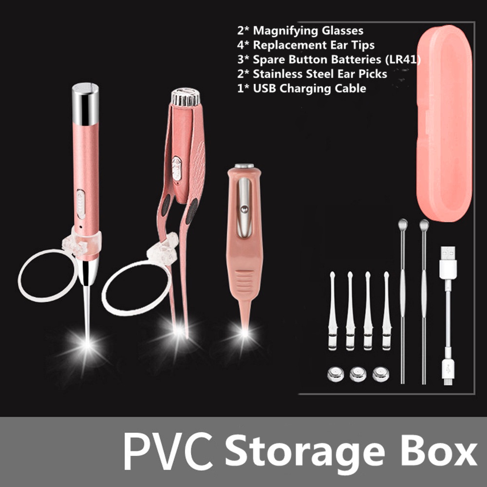 Hailicare 3Pcs Luminous Ear Wax Removal Tool With Led Light Nose Clip