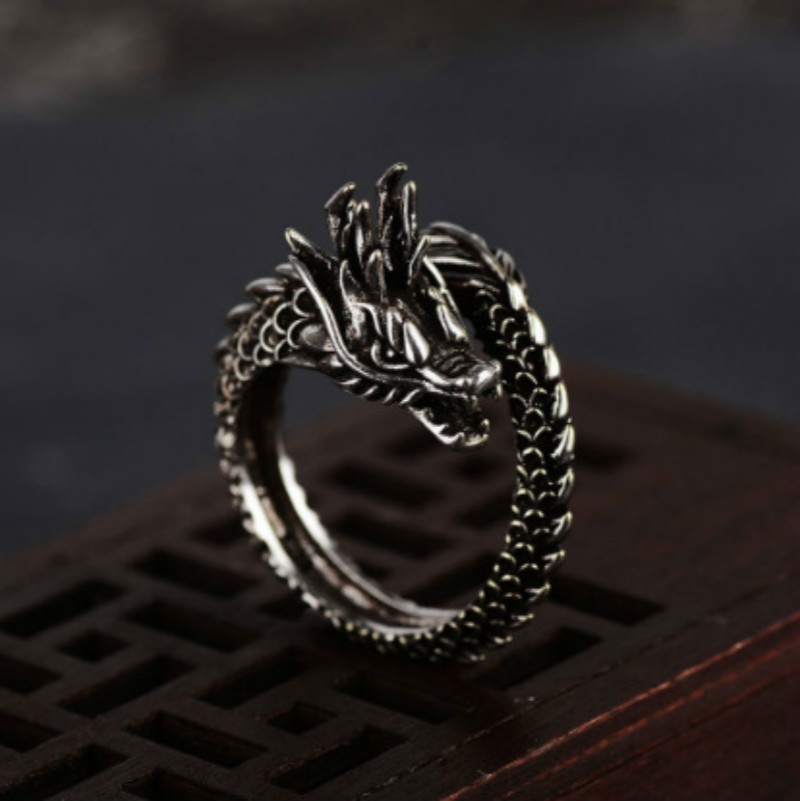 New Hot Selling Retro Chinese Style Ring Men's Alloy Ring Dragon ...