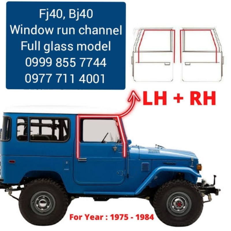 fj40 L+R window rubber bj40 fj45 bj45 land cruiser run channel karl ...