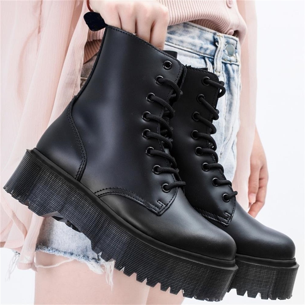 Genuine leather platform boots sale