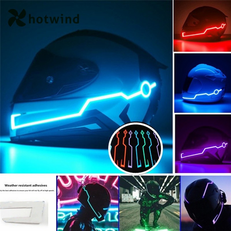 HW 2Pcs LED Light Motorcycle Helmet Kit Night Riding Flashing Stripe ...