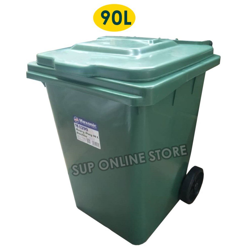 Heavy Duty Garbage Bin With Wheels 90l 120l 240l Green Garbage Bin Outdoor Tong Sampah 1647