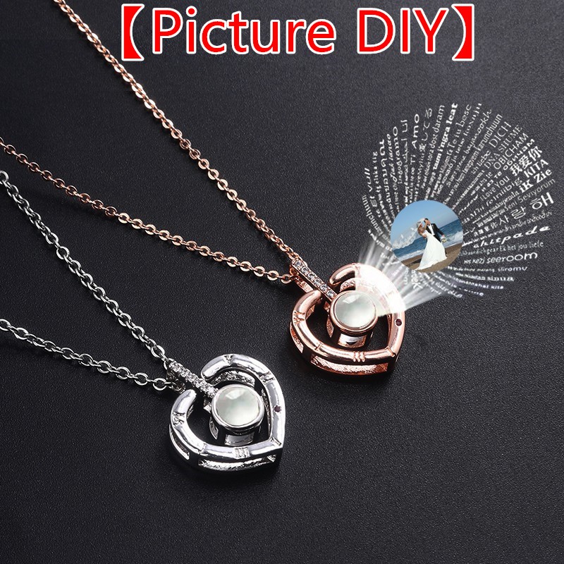 [DIY]Custom lovers Name Photo Pendant Necklaces Charms Projection Choker  Necklace Lover Wedding Valentine's Gift
