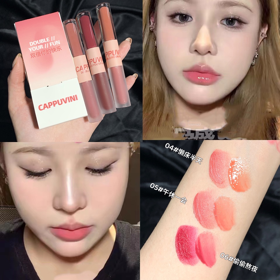 COD CAPPUVINI 2 In1 maroon Lipstick matte Waterproof Velvet Lip Tint ...