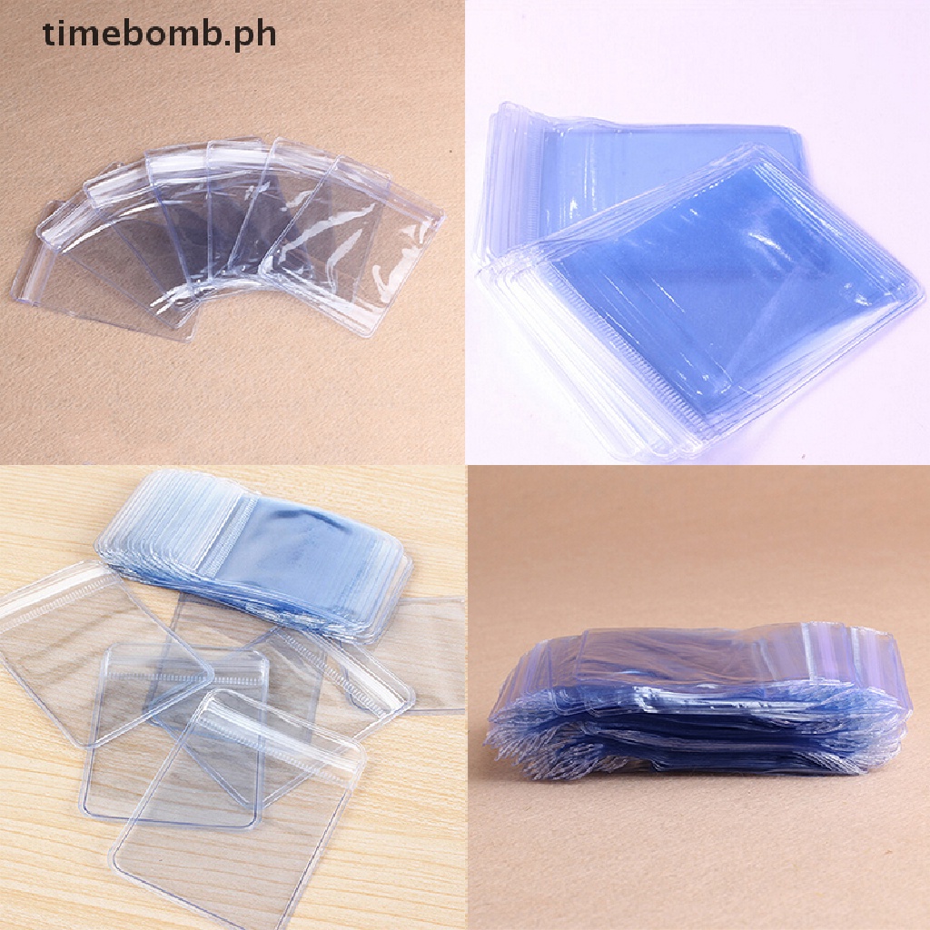100Pcs Clear PVC Plastic Coin Bag Case Wallets Storage Envelopes New