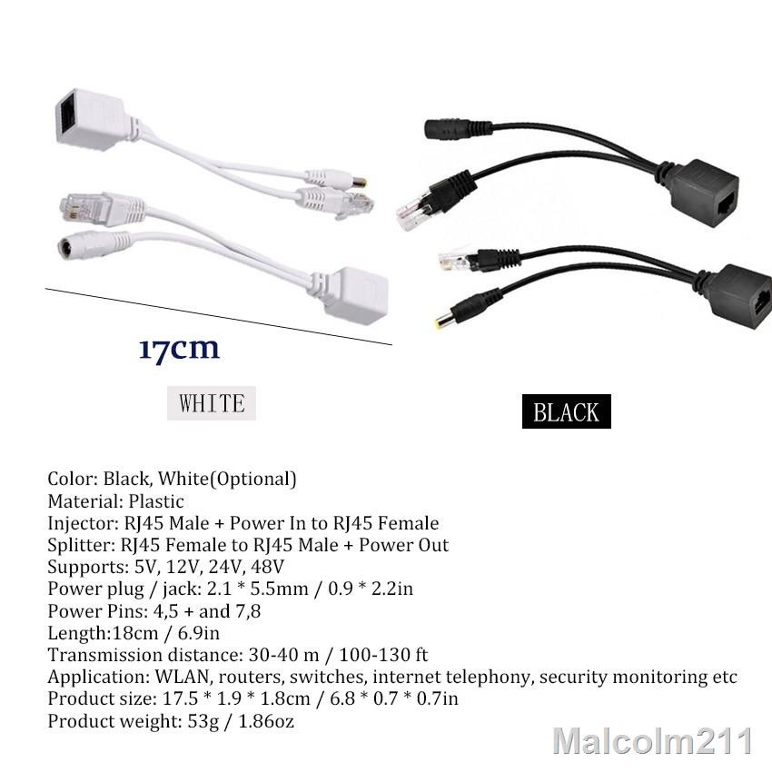 Poe Splitter Kit Poe Adapter Rj Cable Connectors Passive Power Cable Ethernet Power Adapter