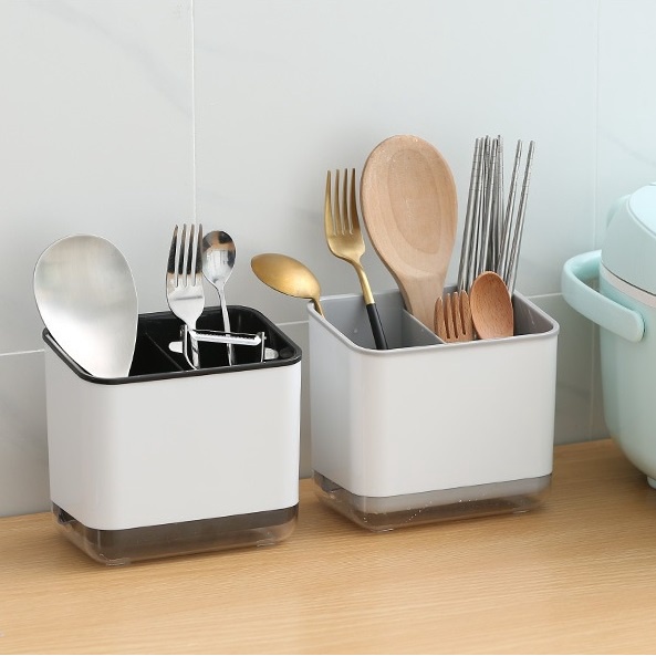 Spoon Fork Chopstick Storage Holder Box Desktop Drainable Double Layer ...