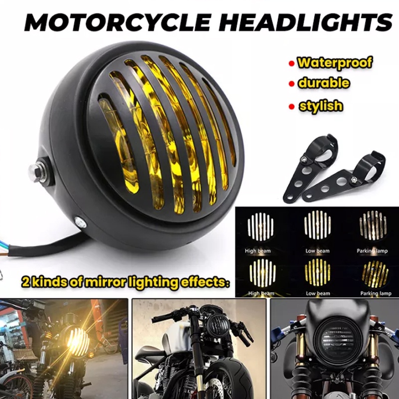 7.5 Motorcycle LED Headlight Headlamp Round Head Light Phare Led Moto for  Harley Sportster Cafe Racer Honda Yamaha Custom - AliExpress