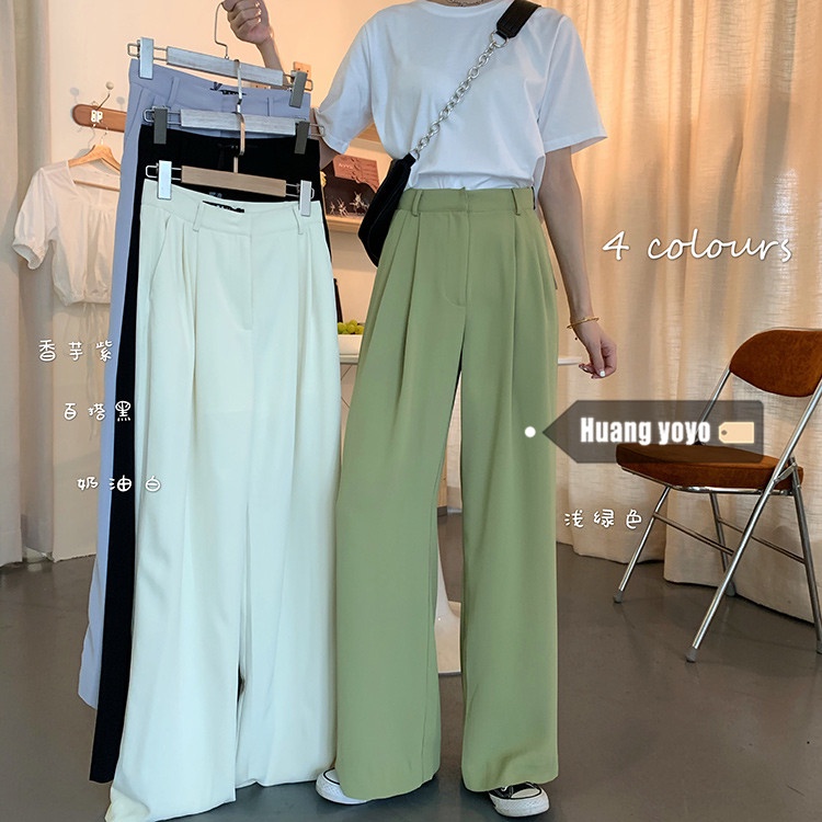[Huangyoyo]Korean suit trousers for women high waist casual straight ...