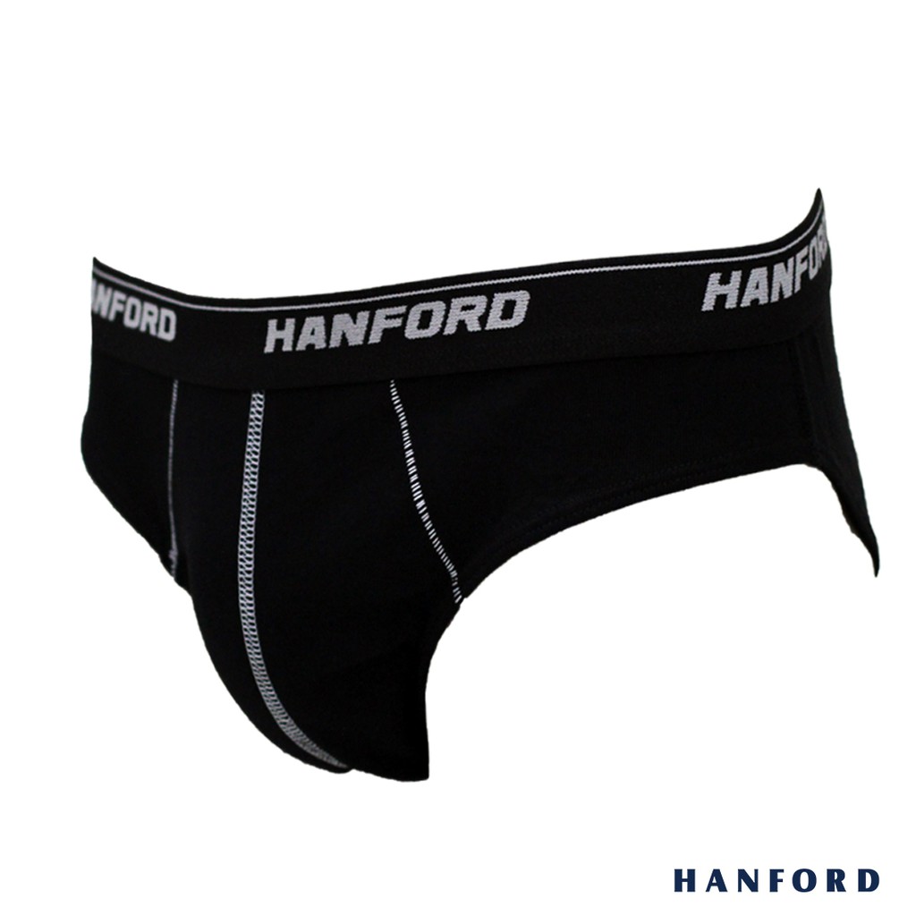 Hanford Men Premium Ribbed Cotton w/ Contrast Stitch Briefs - Black ...