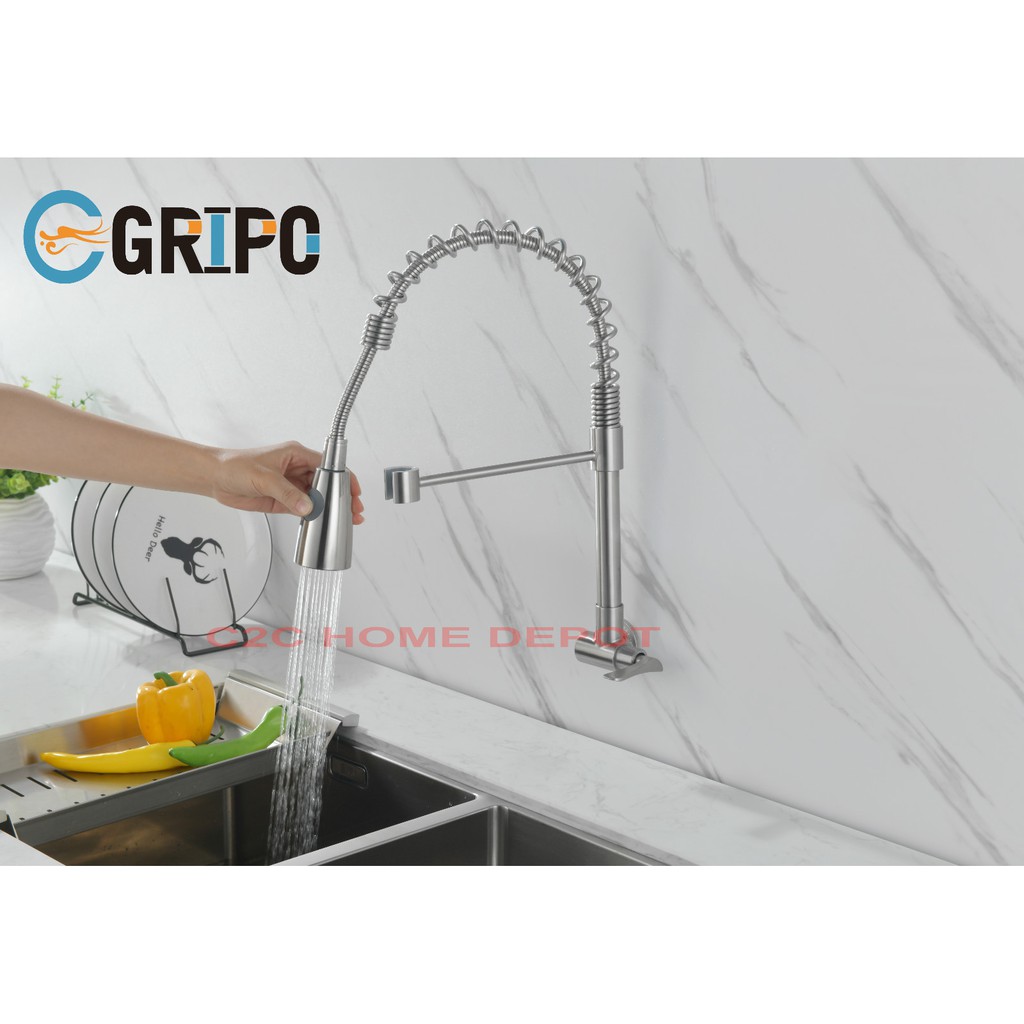 GRIPO High End 304 stainless spring wall type kitchen faucet (GP1085 ...