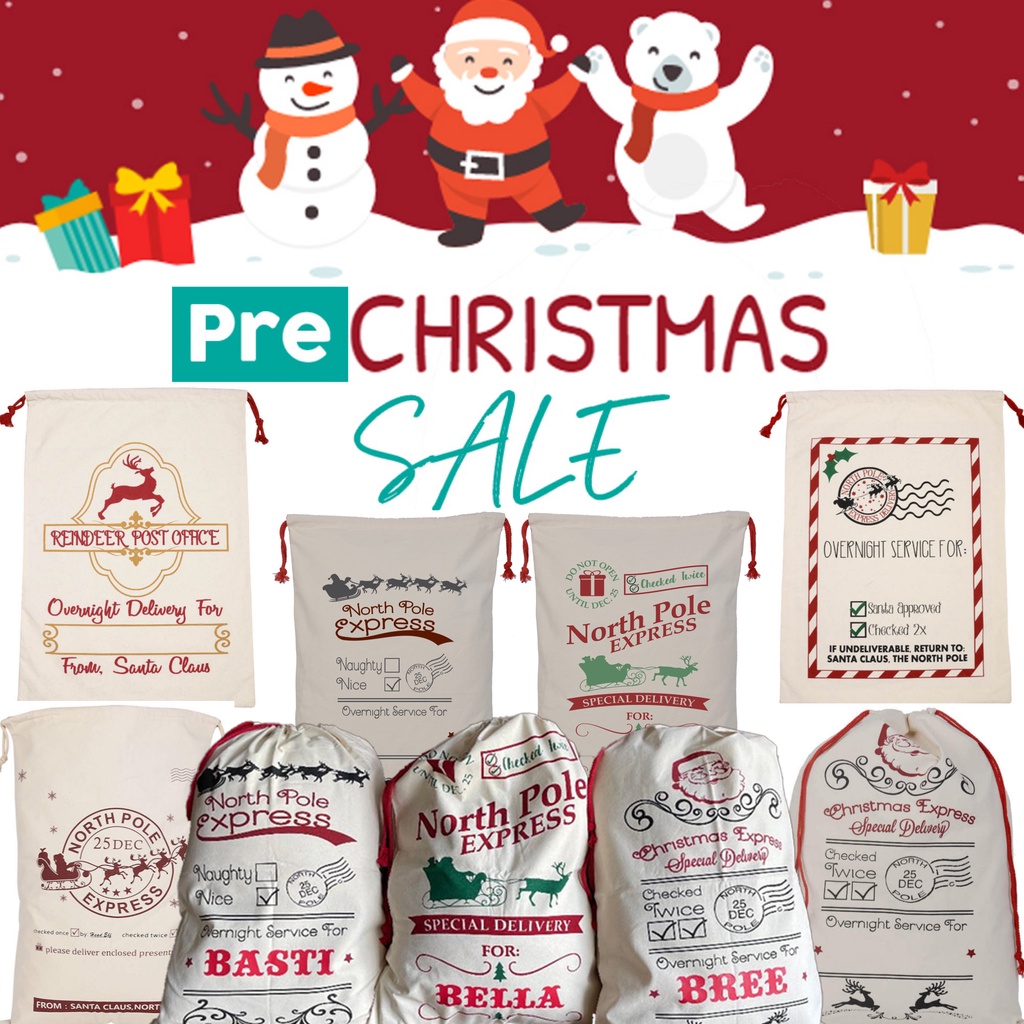 Extra Large Size Personalized Christmas Sack Canvas Bags Wrappers