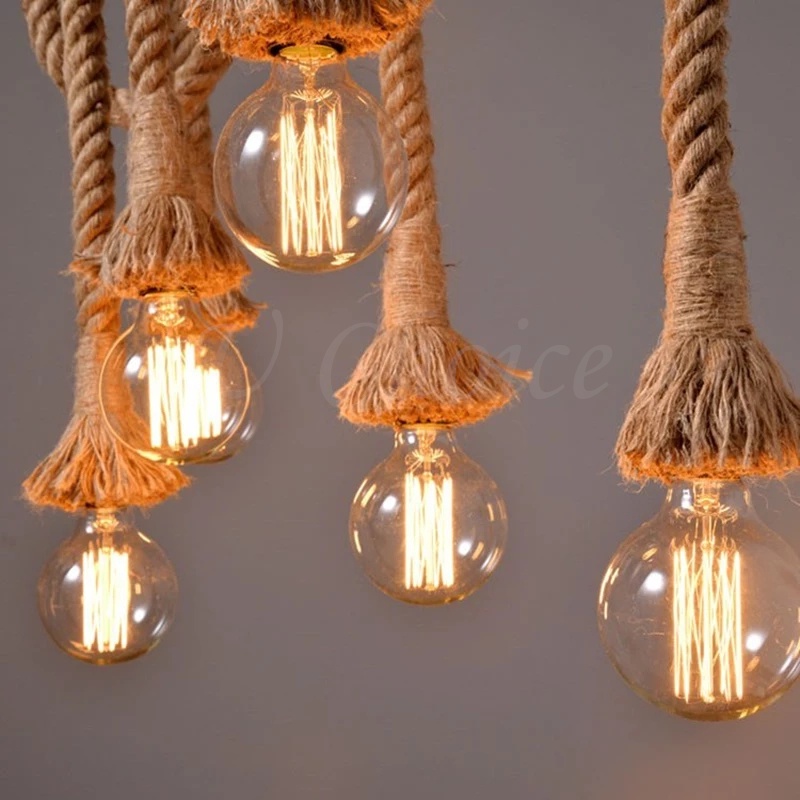 Counter Bar Light Hanging Rope Light 100CM Hemp Pendant Light E27 Drop ...