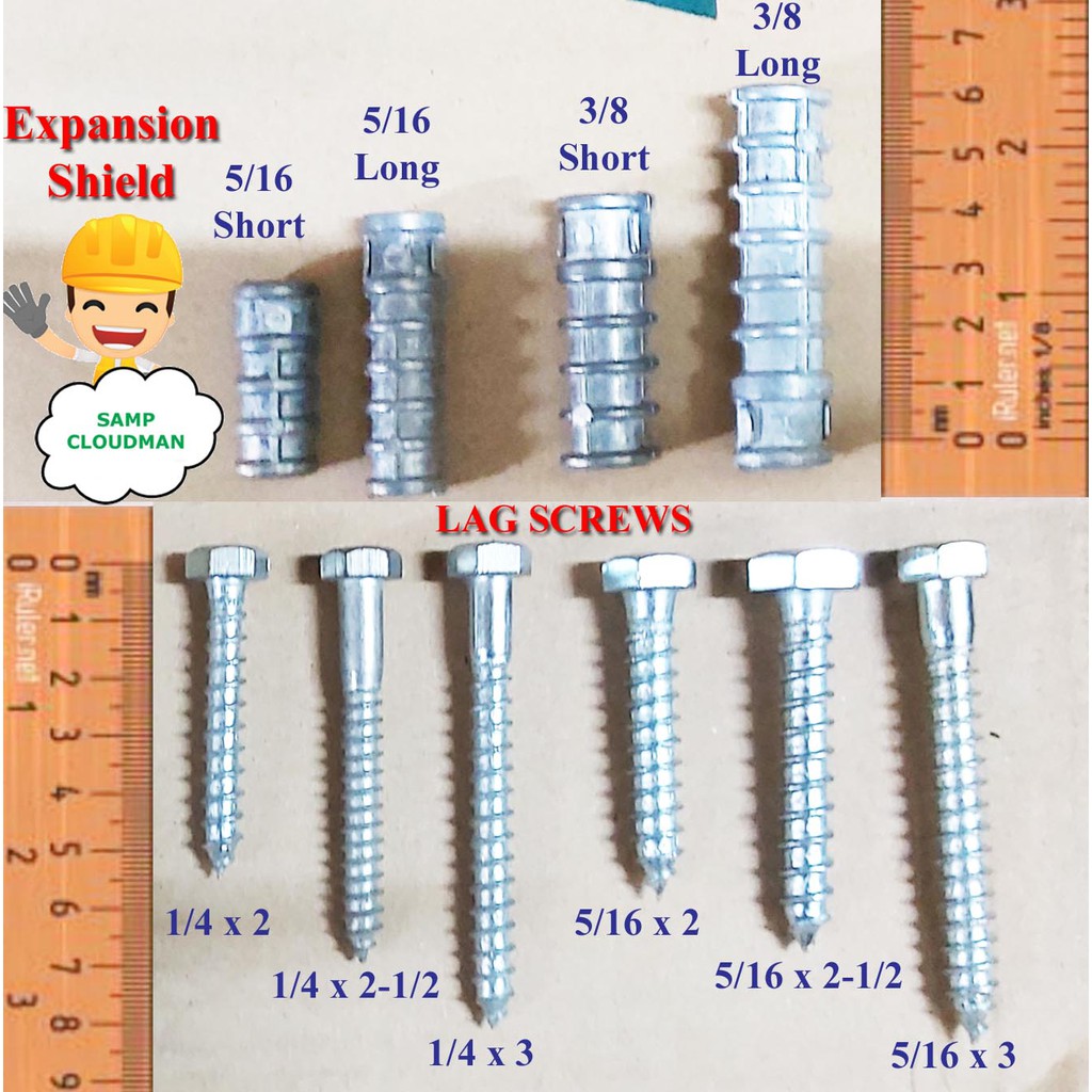 Expansion Shield Lag Screw 5 16 3 8 Short Long Shields Screws Bolt 