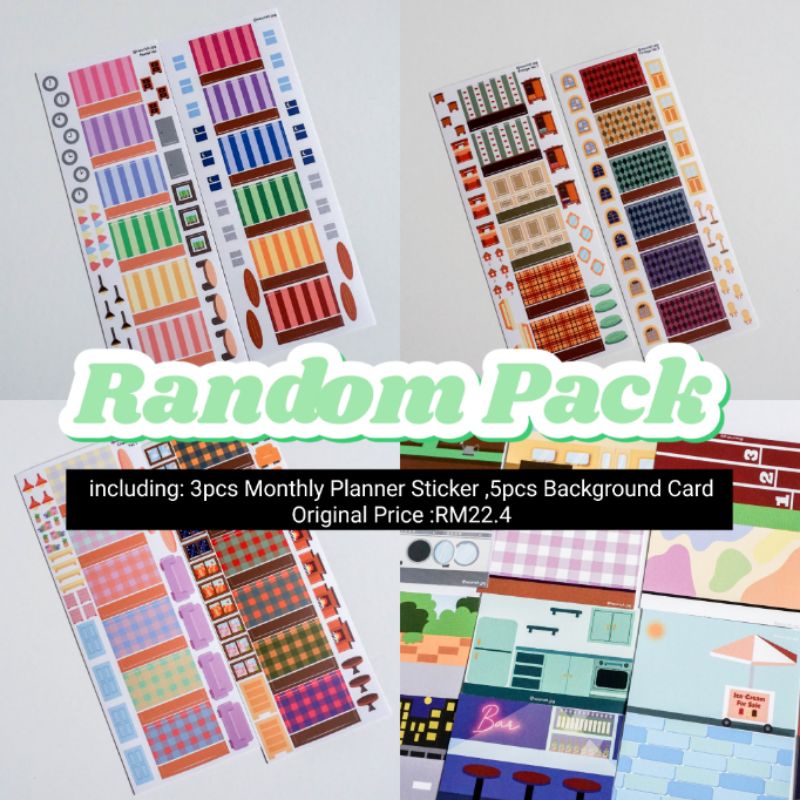 Random Pack (3Monthly Planner Sticker+5 Background Card) | Shopee ...