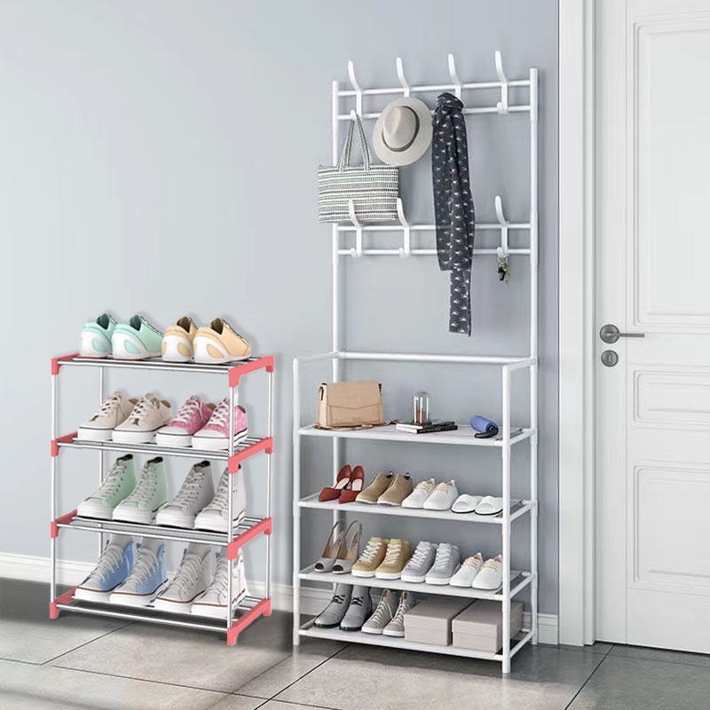 Simple Multi Layer Shoe Rack Stainless Steel Easy Assemble Storage Shelf Shoe Cabinet Shelf Shopee Philippines