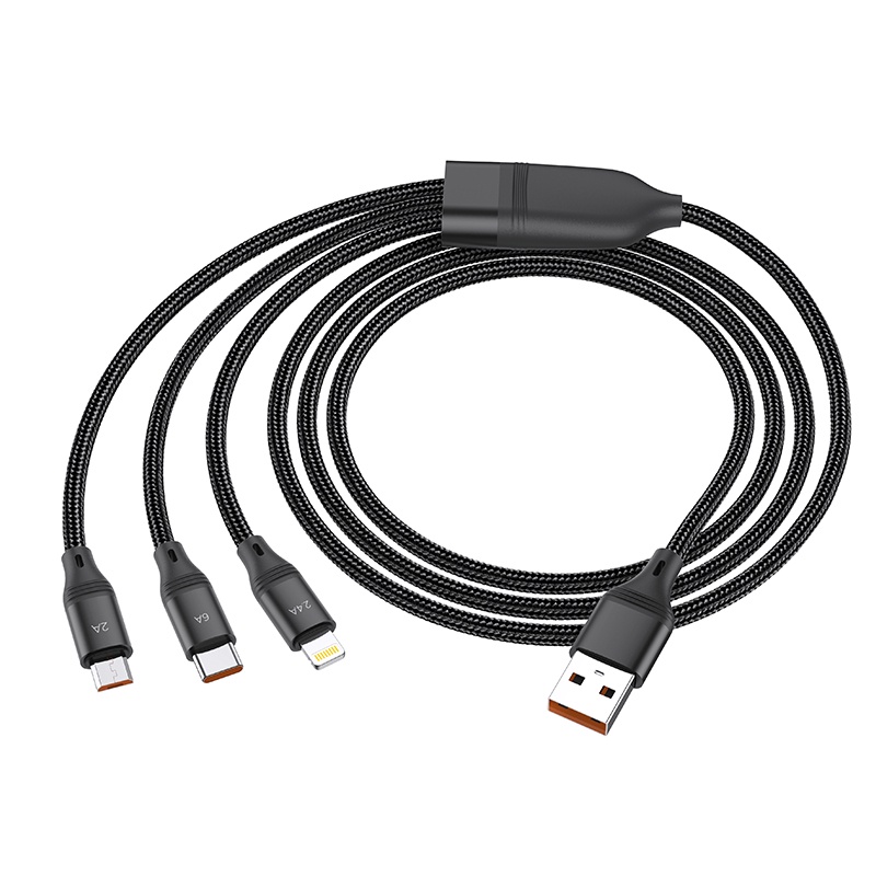 HOCO U104 3 In 1 1.2M USB Cable 6A 66W Qc/Fcp/Afc For Huawei Mate 40 ...