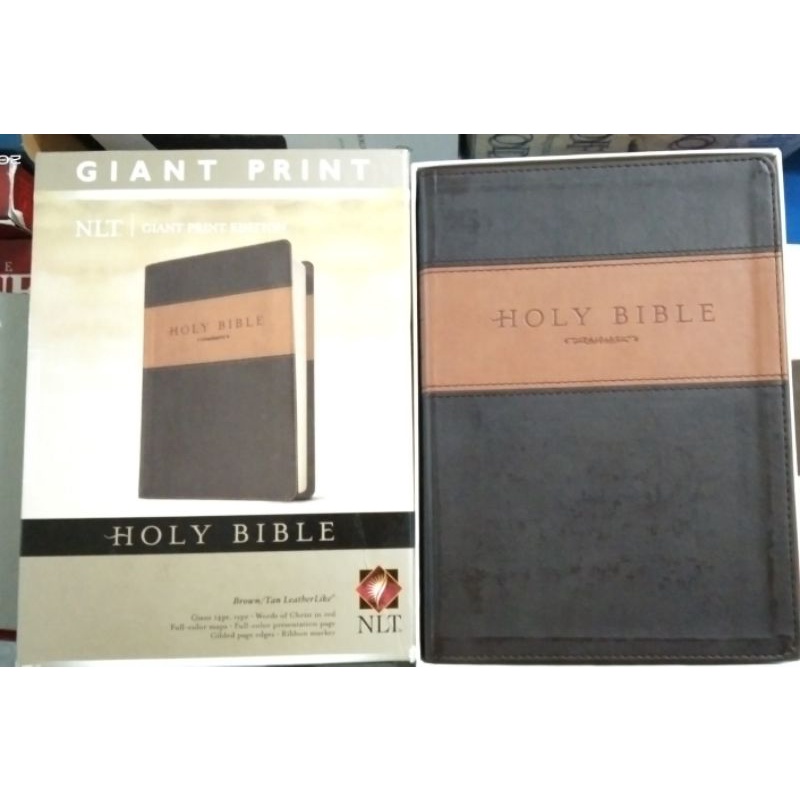 Holy Bible, Giant Print NLT, TuTone (Red Letter, LeatherLike, Brown/Tan ...