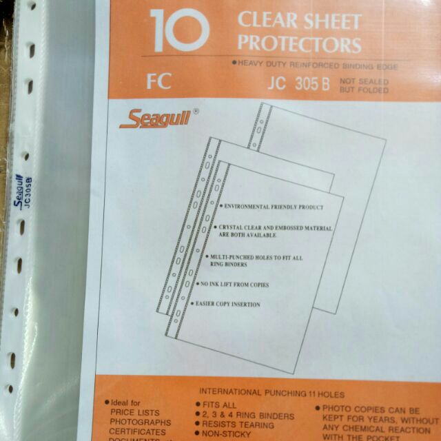 Seagull Clearsheet protector refill - Long 10's/pack - FOR BINDERS ...