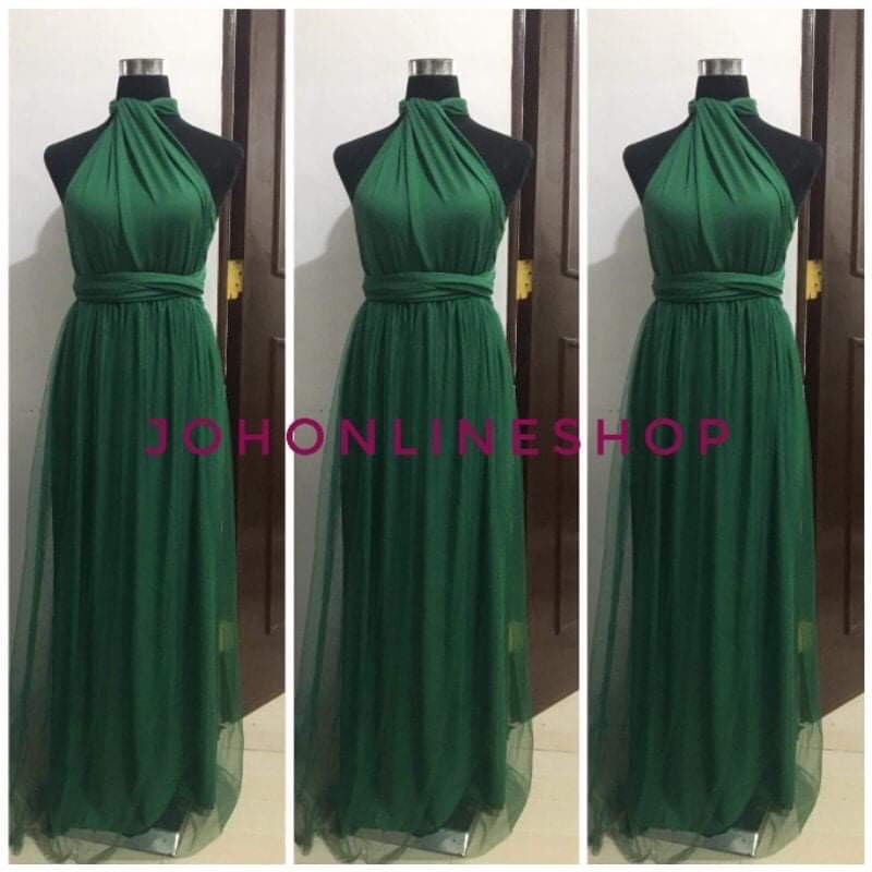 emerald green infinity dress with tulle Shopee Philippines