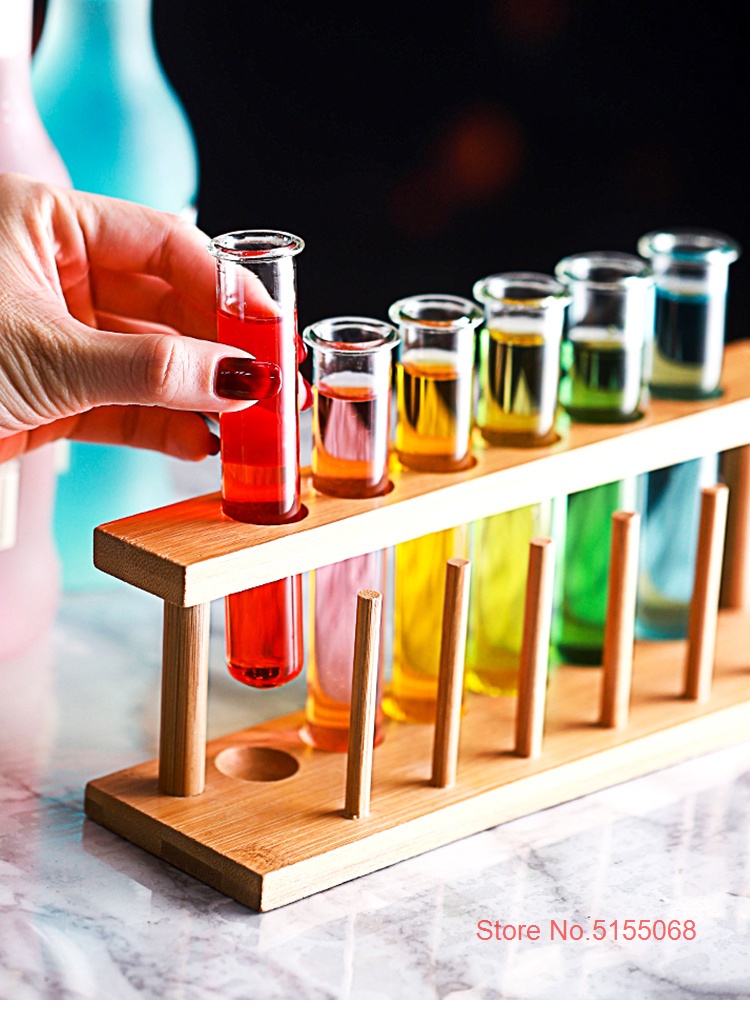 6 Piece Lot Test Tube Cocktail Glass Set With Free Rack Stand Bar KTV ...