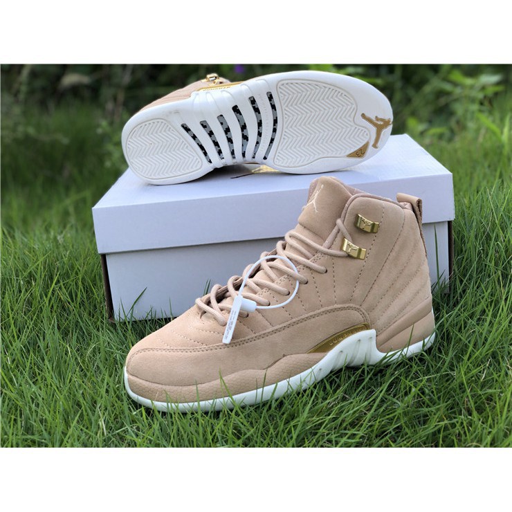 Jordan 12 clearance tan and gold