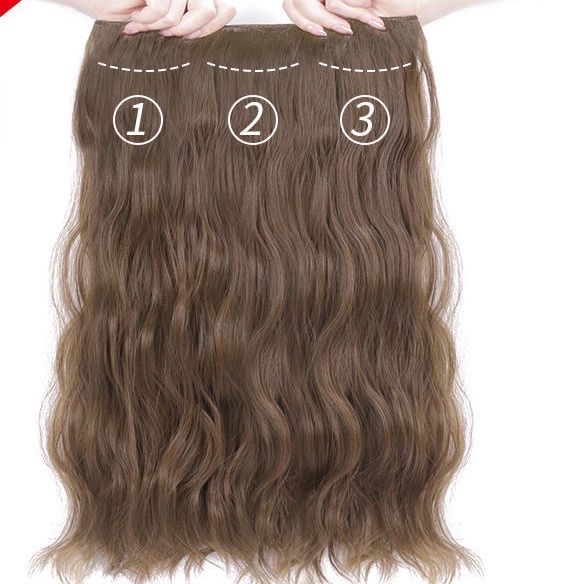 3pcs Wig Female Long Hair Three Piece Seamless Hair Extension Patch Wool Roll Long Curly Hair 9348