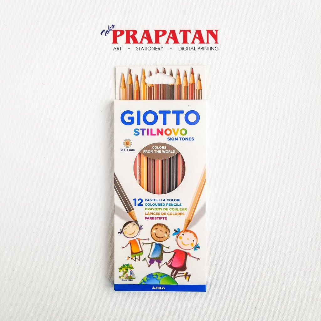 Crayons De Couleur Giotto Stilnovo Teintes De Peau - Lot De 12, Longueur 18cm