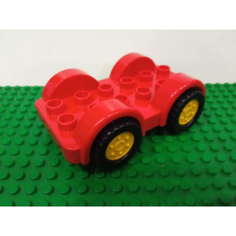 Authentic Lego Duplo Car Base 2 x 6 with Four Black Tires and Yellow ...