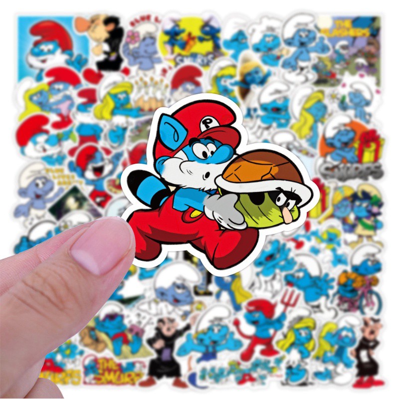 50pcs The Smurfs Stickers Waterproof Cartoon Movie Stickers for Kids ...