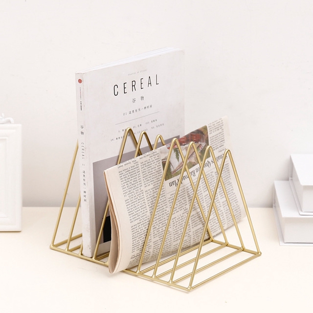 Nordic Triangle Book Rack Iron office File Shelf Magazine Storage ...