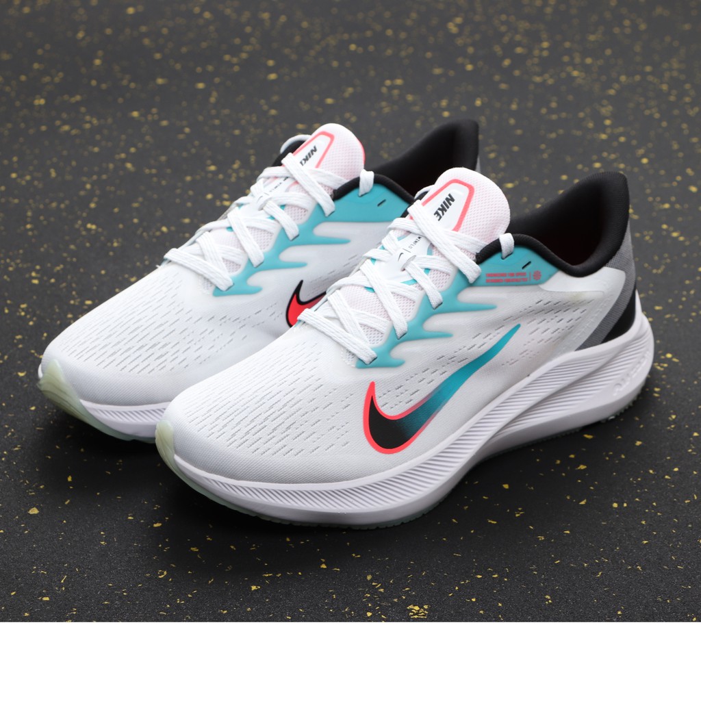 100% Original Nike Zoom Winflo 7 White Breathable Casual Running Shoes ...