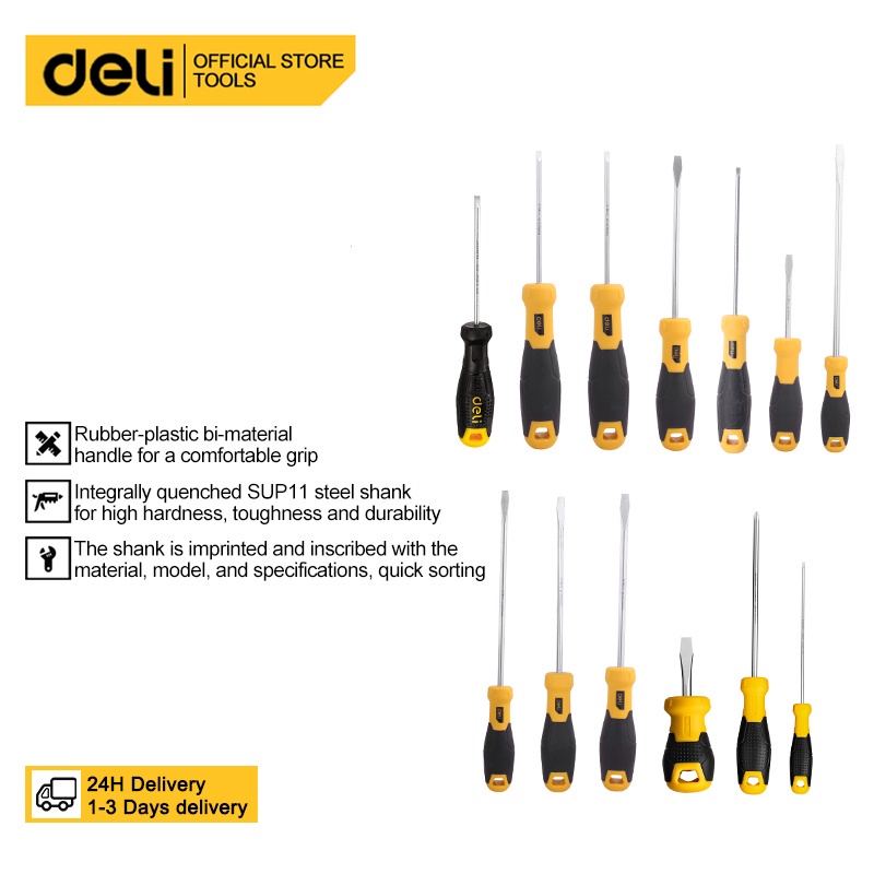 Deli Screwdrivers Flatblade Screwdrivers With Rubber Handles