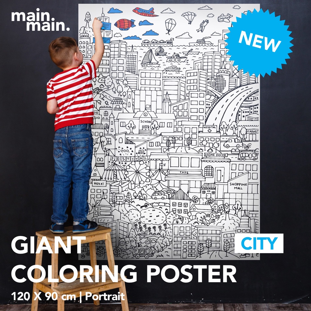 (CITY) Kids Giant Coloring Poster - SUPER Big Coloring Paper (120x90cm ...