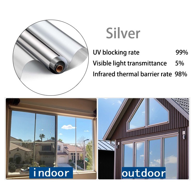 2/3/5 Meter One Way Mirror Window Film Privacy Sun Blocking Heat Control  Anti UV Reflective Self Adhesive Window Tint for Home