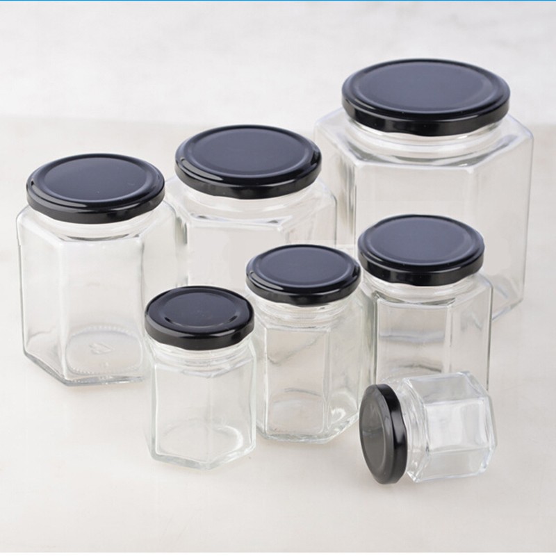 Clear Glass Jar Container With Black Lid Kitchen Spice Storage Shopee