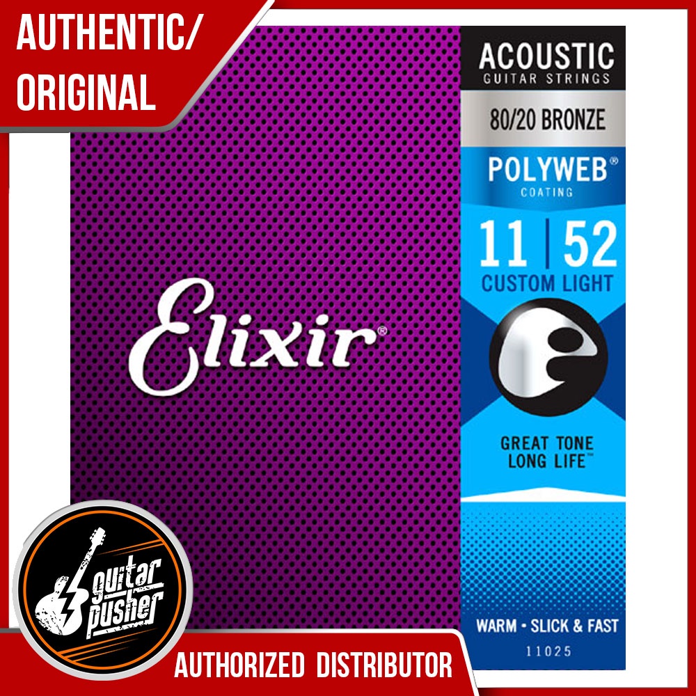 Elixir Acoustic 80 20 Bronze Acoustic Guitar Strings With Polyweb Coating Light 12 16 24 32 42 53 Shopee Philippines