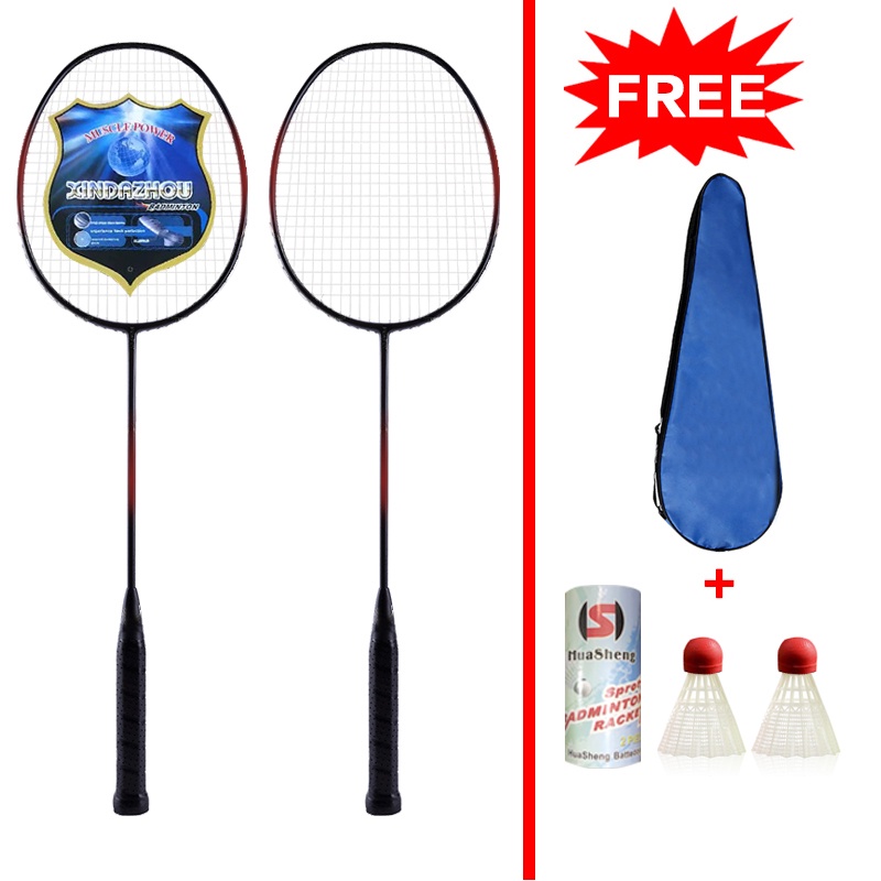 Badminton racket set 2pcs double racket with free shuttlecock for