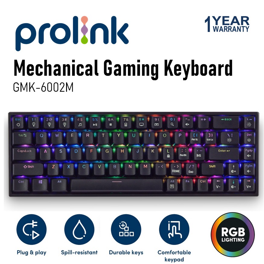 PROLiNK GMK-6002M Real Mechanical Gaming Keyboard with Real RGB ...